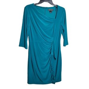 Vintage Jessica Howard Teal Green Ruffle Front Dress New With Tags Size 12